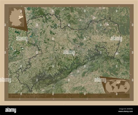 Sachsen, state of Germany. Low resolution satellite map. Corner ...