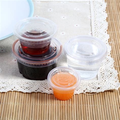 50Pcs Disposable Sauce Cups Plastic Clear Sauce Chutney Ketchup Cup ...