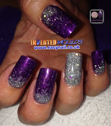 Acrylic Dark Purple Nails With Glitter - Finmc Ginnis