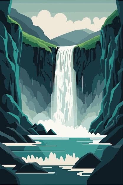 Premium Vector | Waterfall forest nature tropical background jungle wallpaper