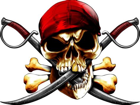 Pirate skull and cross bones decal full color pirate decal | Etsy