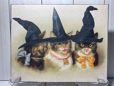 Victorian Halloween Witch Cat Sign Vintage Cat Witches Wall - Etsy | Vintage art prints, Vintage ...