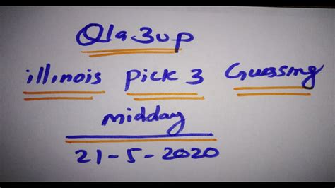 Illinois Pick 3 Secret Trick | Pick 3 Result Guessing | Midday 21-5 ...