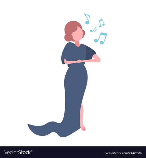 Elegant woman opera singer in blue dress singing Vector Image