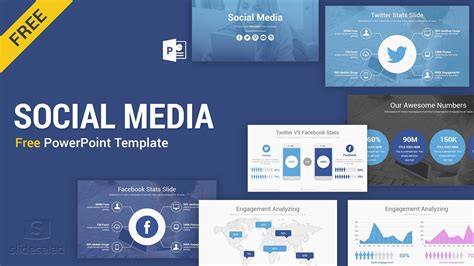 Social Media Free PowerPoint Template PPT Slides - SlideSalad