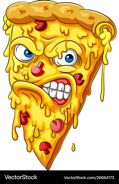 Angry pizza cartoon character Royalty Free Vector Image