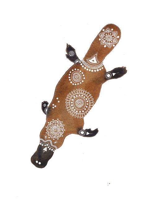 Brown-Black Platypus Archival Art Print | Animal illustration art, Indigenous australian art ...