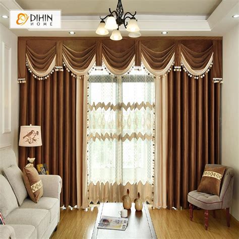 Valance and Blackout Curtain Sheer Window Curtain for Living Room – DIHINHOME Home Textile