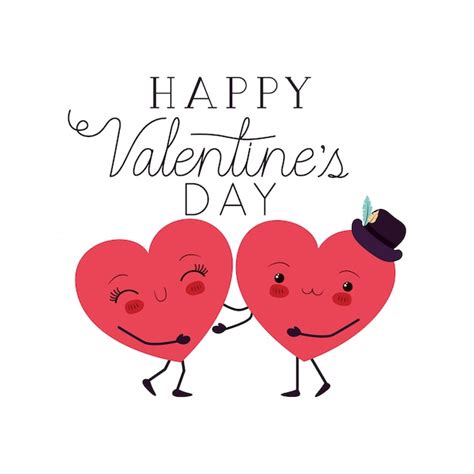 Feliz día de san valentín con corazón amor kawaii carácter | Vector Premium