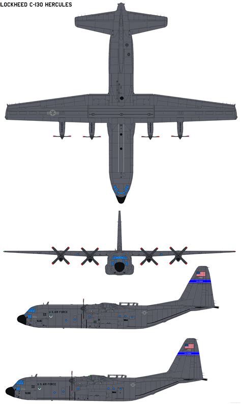 Lockheed C-130 Hercules blueprints free - Outlines