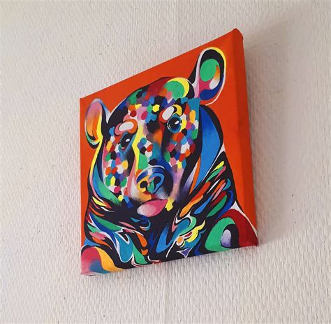 Original art Colourful Bear Acrylic painting One of a kind | Etsy