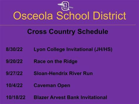 Cross Country Schedule | Osceola High School