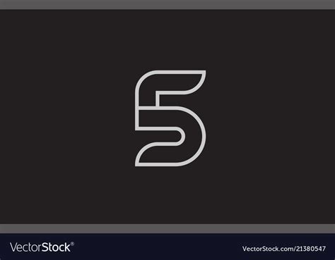 Black and white number 5 logo icon design Vector Image