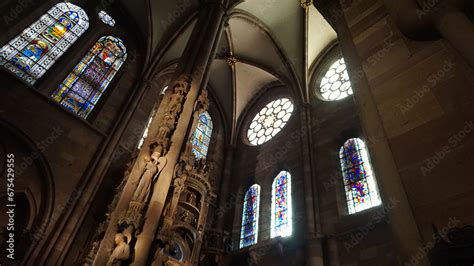 Strasbourg, France - October 21, 2023: Interior of the famous cathedral ...