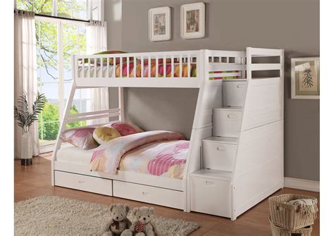 Dakota Twin/Full Angled Bunk Bed with Storage Staircase and Under ...