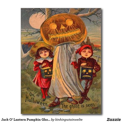 Jack O' Lantern Pumpkin Ghost Children Costume Postcard | Vintage halloween, Vintage halloween ...