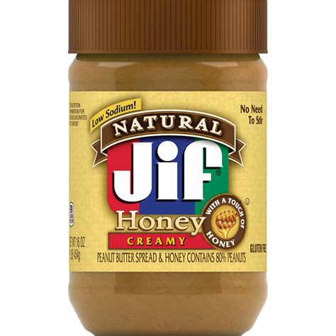 Buy Jif Natural Creamy Peanut Butter Spread and Honey, 16 Ounces ...