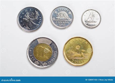 Canadian Dollar Currency Coins Editorial Stock Photo - Image of metal, finance: 128097103