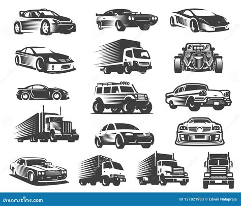 Different Type of Cars Illustration Set, Car Symbol Collection, Car Icon Pack Stock Vector ...