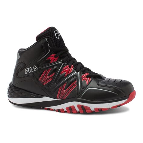 FILA - Fila POSTERIZER Mens Black Red Athletic Basketball Shoes ...