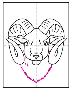 Easy How to Draw a Ram Head Tutorial and Ram Head Coloring Page