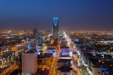 Riyadh Skyline at Night #2, Showing Kingdom Tower Stock Photo - Image ...