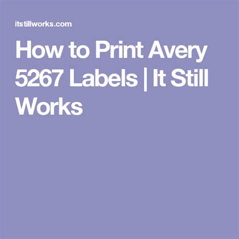 How to Print Avery 5267 Labels | It Still Works | Labels, Print, Computer help