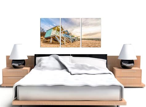 Cheap Beach Huts Canvas Prints 3 Panel for your Bedroom