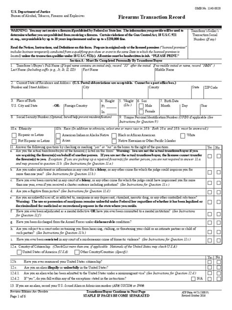 ATF Form 4473, Firearms Transaction Record Has Been Revised 2016-2017 | National Instant ...