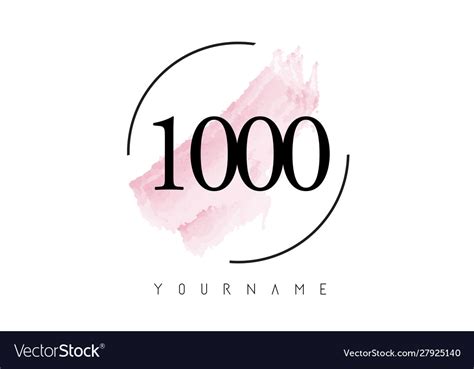 Number 1000 watercolor stroke logo design Vector Image