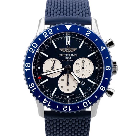 PAPERS Breitling Chronoliner B04 Steel 46mm Limited Edition GMT Blue Y ...