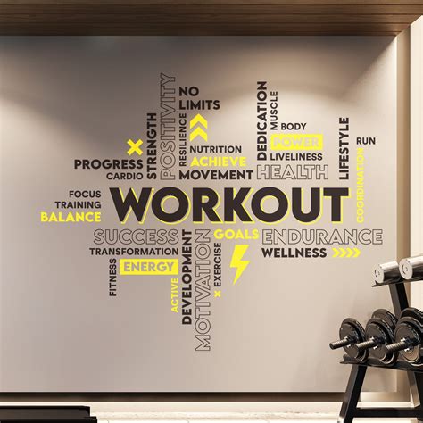 Workout Vinyl Gym Wall Decal Inspirational Words Gym Decal - Etsy UK