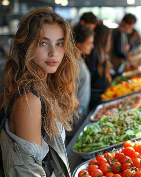 Premium Photo | A Cafeteria With Salad Bar Students Background