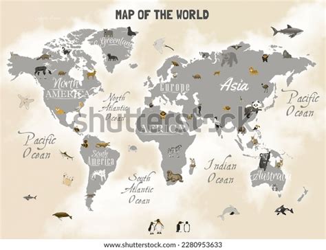 Kids Room Wallpaper Design World Map Stock Illustration 2280953633 ...