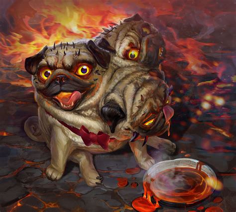 Someone's trying to breed a cerberus and failing. But the pug is cute ...