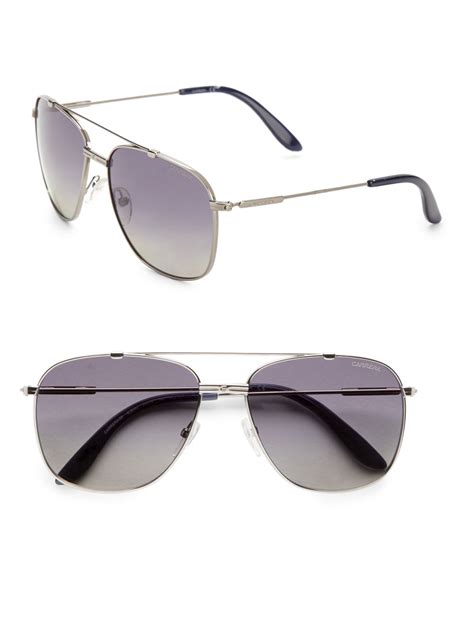 Carrera Square Aviator Polarized Sunglasses in Silver for Men | Lyst