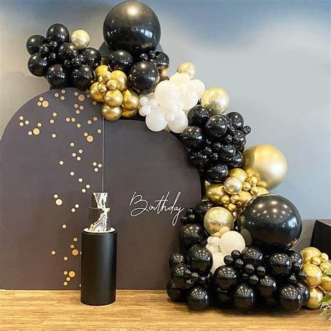 Buy Black and Gold Balloon Arch Kit, 110pcs Black Gold Balloons and ...