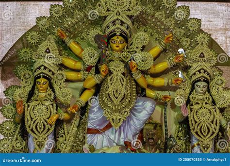 Goddess Durga Idol in a Puja Pandal in West Bengal Stock Image - Image of pandal, statue: 255070355