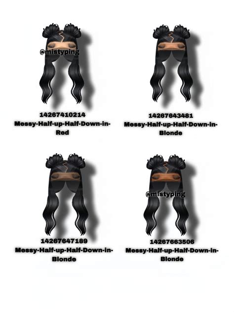 New Messy Half up Half Down Hair codes | Black hair roblox, Half up half down hair, Coding