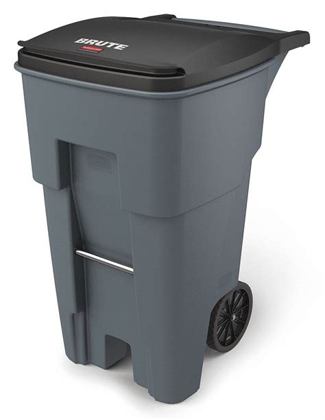 RUBBERMAID COMMERCIAL PRODUCTS, BRUTE(R), Gray, Rollout Trash Can ...