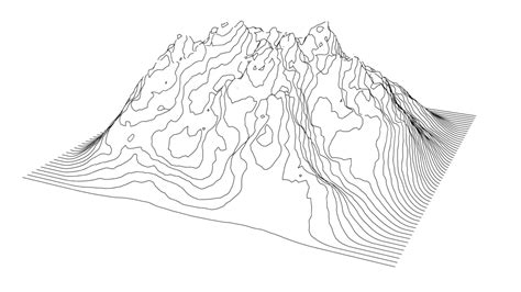 Mountain Range Depicted With Curvaceous Lines Topographic Object Longitude Vector, Topographic ...