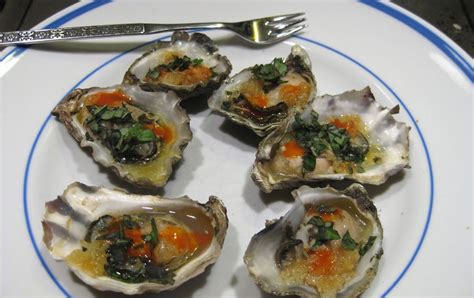 Christine Cooks: Grilled Oysters with Garlic Butter Oil and Basil