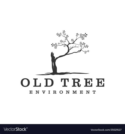 Old tree logo simple minimalist design Royalty Free Vector