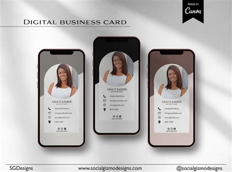 Digital Business Card Template, Virtual Business Card, Digital Download, Custom Business Card ...