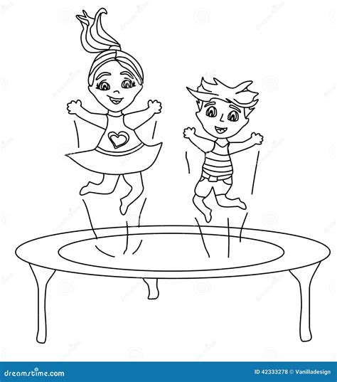 Dos Niños Divertidos Que Saltan En Un Trampolín Ilustración del Vector ...