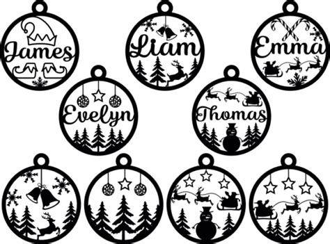 Customized name, Christmas ornaments bundle - free svg file for members - SVG Heart