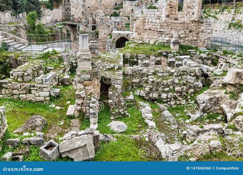 Jerusalem - the Ruins of Bethesda Pool. Stock Photo - Image of travel ...