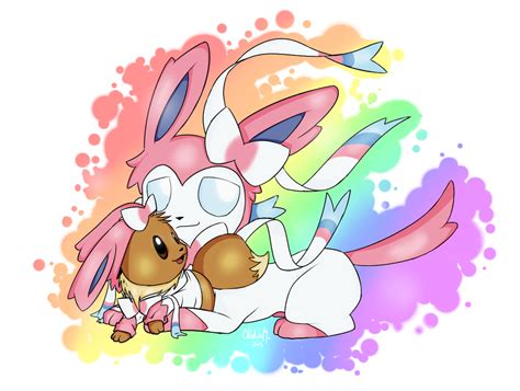 Eevee and Sylveon by 0kaNaMi on DeviantArt