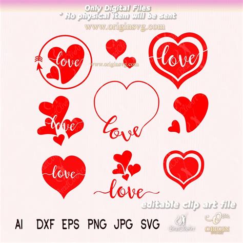 Valentine Hearts SVG Vector and image set for cutting file – Origin SVG Art