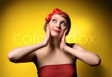 Close-up portrait of smiling beautiful ... | Stock image | Colourbox